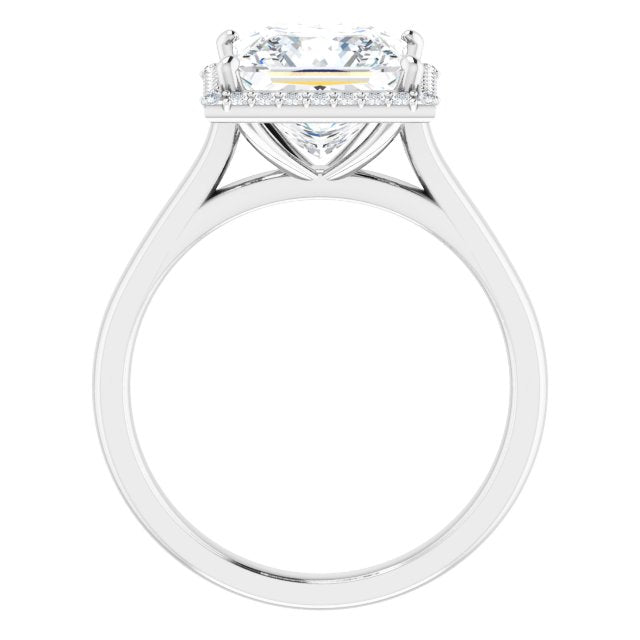 14K White Gold 8 mm Square Halo-Style Engagement Ring Mounting