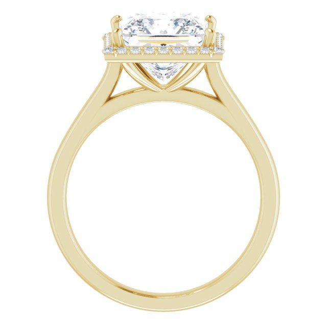 14K Yellow Gold 8 mm Square Halo-Style Engagement Ring Mounting