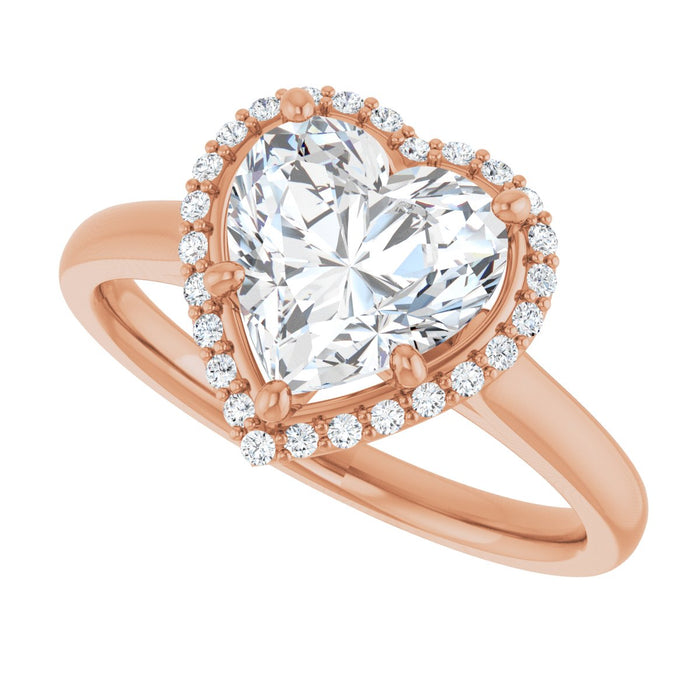 14K Rose Gold 8x8 mm Heart Halo-Style Engagement Ring Mounting
