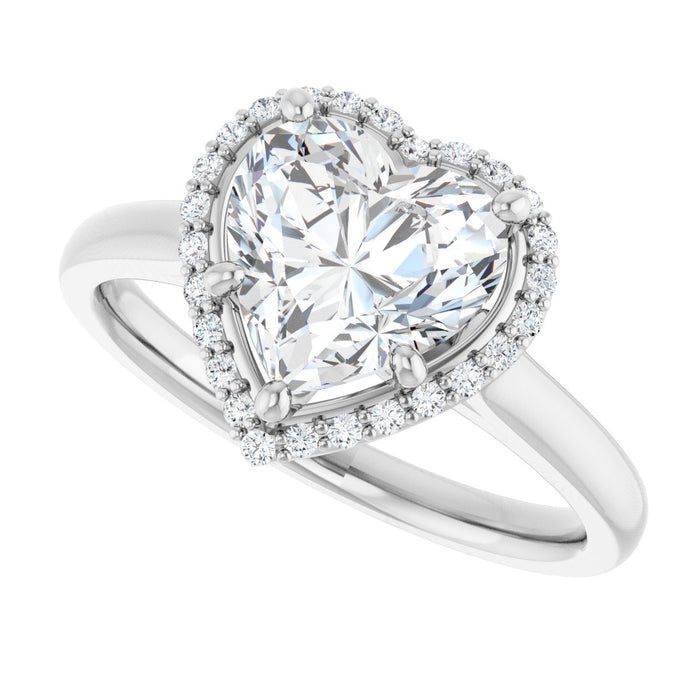 14K White Gold 8x8 mm Heart Halo-Style Engagement Ring Mounting