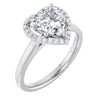 14K White Gold 8x8 mm Heart Halo-Style Engagement Ring Mounting