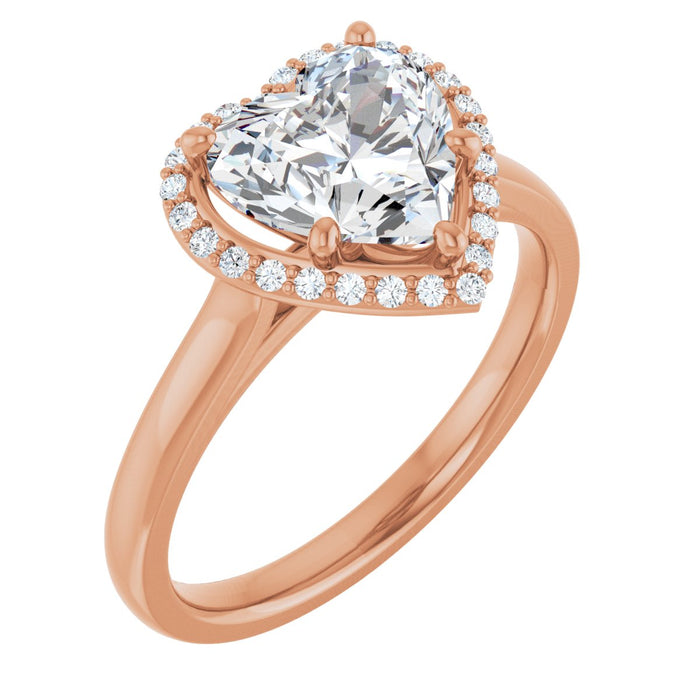 14K Rose Gold 8x8 mm Heart Halo-Style Engagement Ring Mounting