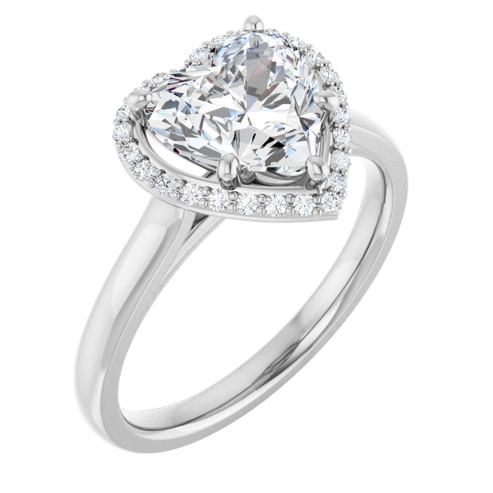 14K White Gold 8x8 mm Heart Halo-Style Engagement Ring Mounting