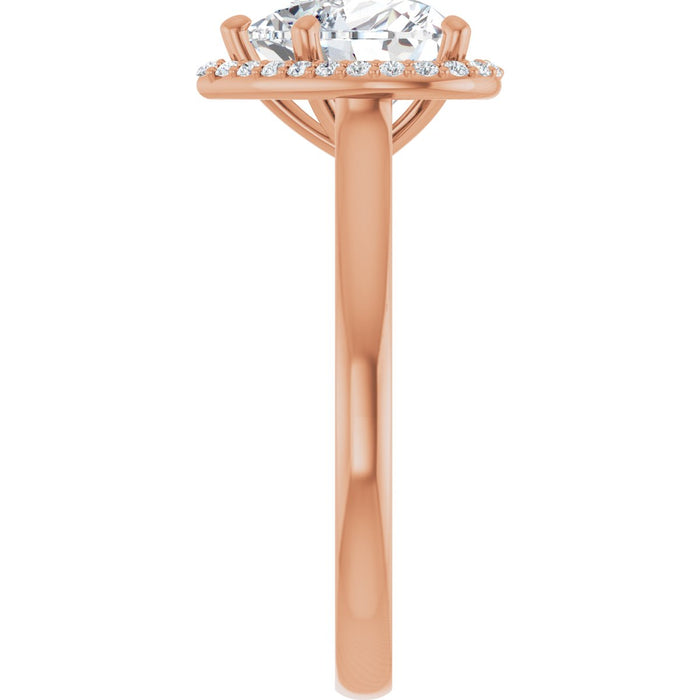 14K Rose Gold 8x8 mm Heart Halo-Style Engagement Ring Mounting