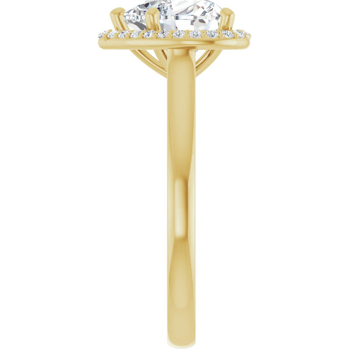 14K Yellow Gold 8x8 mm Heart Halo-Style Engagement Ring Mounting