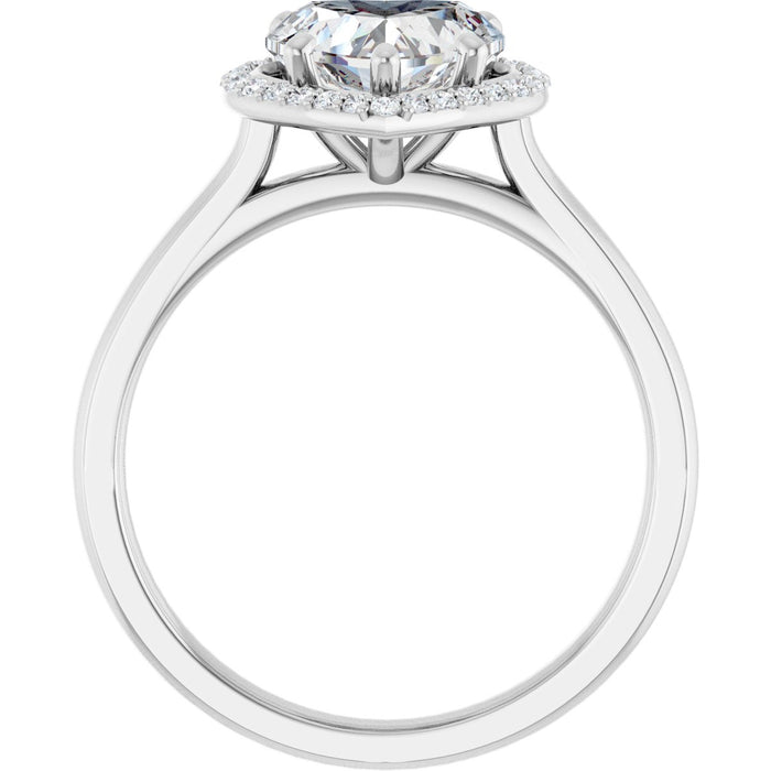 14K White Gold 8x8 mm Heart Halo-Style Engagement Ring Mounting