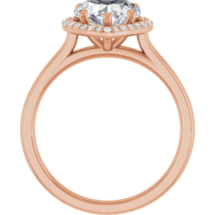 14K Rose Gold 8x8 mm Heart Halo-Style Engagement Ring Mounting