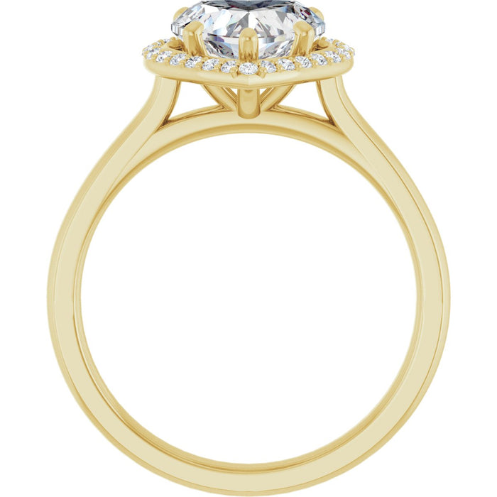 14K Yellow Gold 8x8 mm Heart Halo-Style Engagement Ring Mounting
