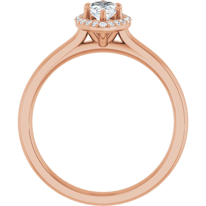14K Rose Gold 8x4 mm Marquise Halo-Style Engagement Ring Mounting