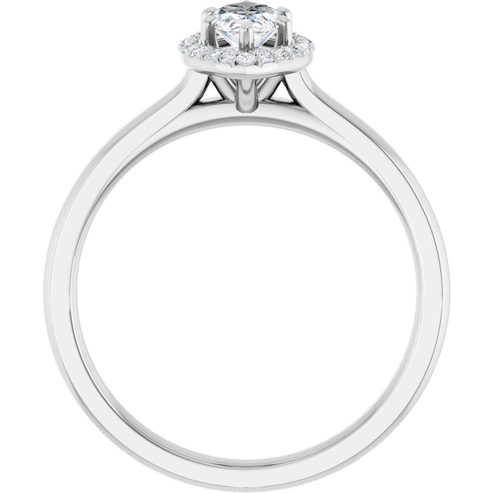 14K White Gold 8x4 mm Marquise Halo-Style Engagement Ring Mounting