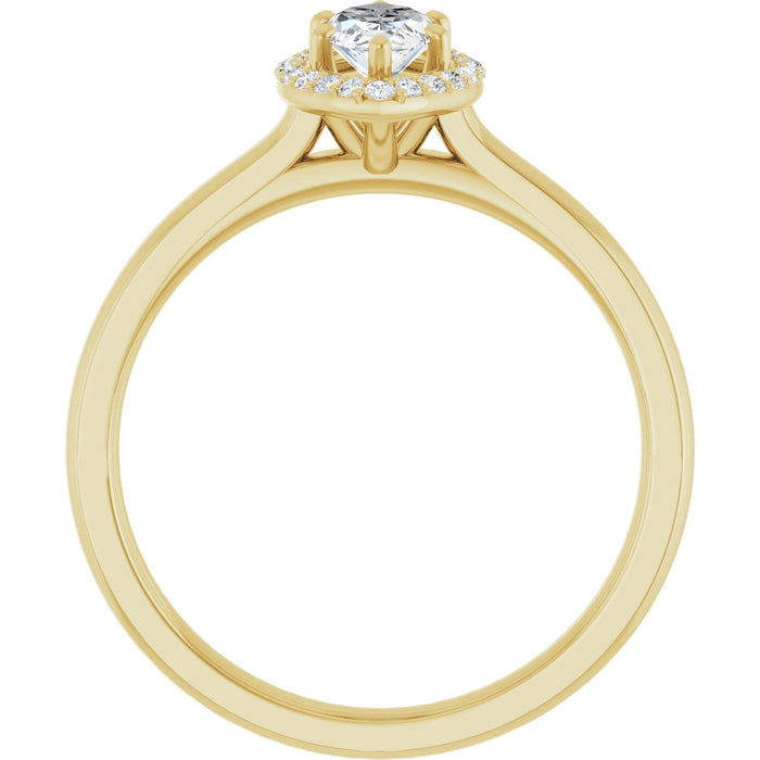 14K Yellow Gold 8x4 mm Marquise Halo-Style Engagement Ring Mounting