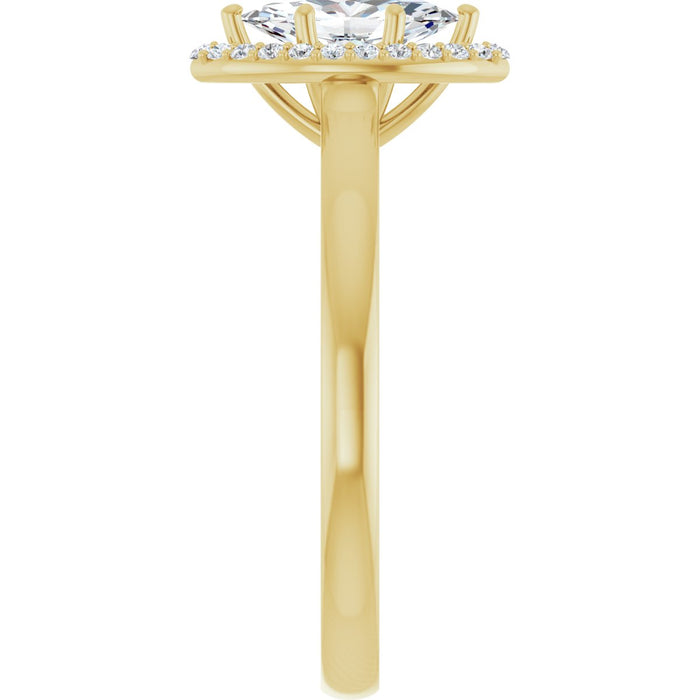 14K Yellow Gold 8x4 mm Marquise Halo-Style Engagement Ring Mounting