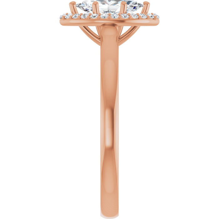 14K Rose Gold 8x4 mm Marquise Halo-Style Engagement Ring Mounting