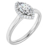 14K White Gold 8x4 mm Marquise Halo-Style Engagement Ring Mounting