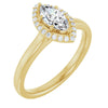14K Yellow Gold 8x4 mm Marquise Halo-Style Engagement Ring Mounting