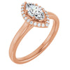 14K Rose Gold 8x4 mm Marquise Halo-Style Engagement Ring Mounting