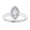 14K White Gold 8x4 mm Marquise Halo-Style Engagement Ring Mounting