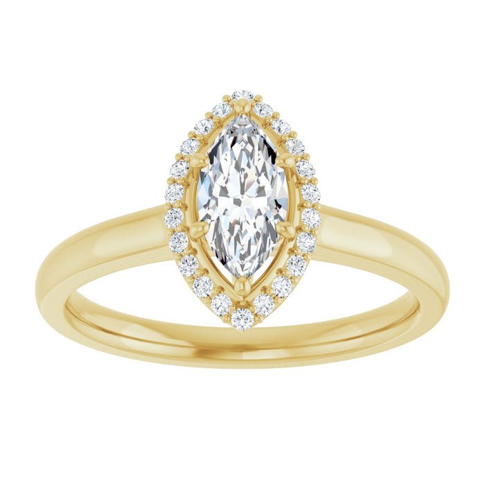 14K Yellow Gold 8x4 mm Marquise Halo-Style Engagement Ring Mounting