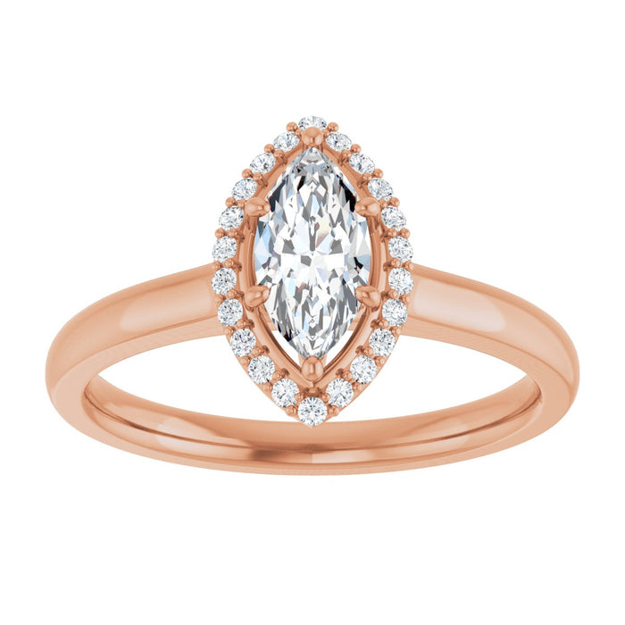 14K Rose Gold 8x4 mm Marquise Halo-Style Engagement Ring Mounting