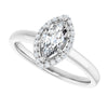 14K White Gold 8x4 mm Marquise Halo-Style Engagement Ring Mounting