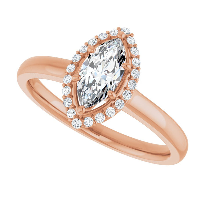 14K Rose Gold 8x4 mm Marquise Halo-Style Engagement Ring Mounting
