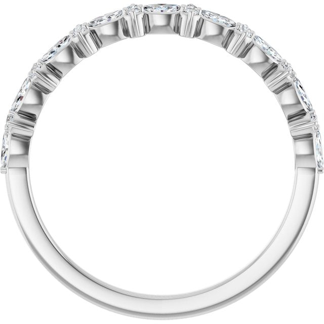 Marquise Clustered Anniversary Band — 14K White Gold
