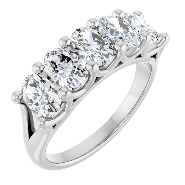 Natural Diamond Low-Profile Shared-Prong Five-Stone Anniversary Band in Platinum