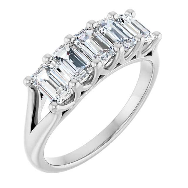 Natural Diamond Low-Profile Shared-Prong Five-Stone Anniversary Band in Platinum