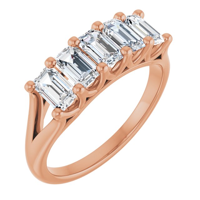 Natural Diamond Low-Profile Shared-Prong Five-Stone Anniversary Band in 14K Rose Gold