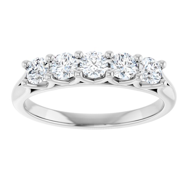 Low-Profile Shared-Prong Five-Stone Diamond Anniversary Band — Platinum