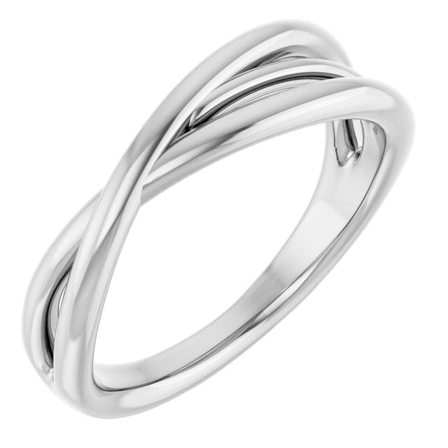 Sculptural Crossover Knot Ring — 14K White Gold