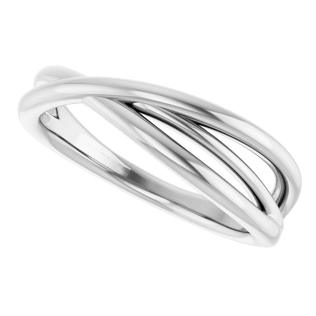 Sculptural Crossover Knot Ring — 14K White Gold