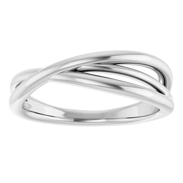 Sculptural Crossover Knot Ring — 14K White Gold