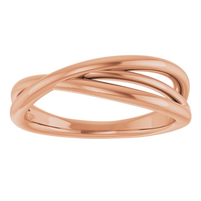Sculptural Crossover Knot Ring — 14K Rose Gold