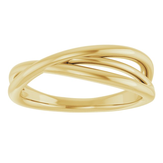 Sculptural Crossover Knot Ring — 14K Yellow Gold