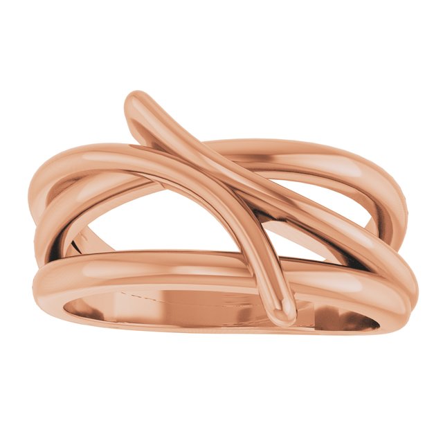 Intertwined Freeform Bypass Ring — 14K Rose Gold