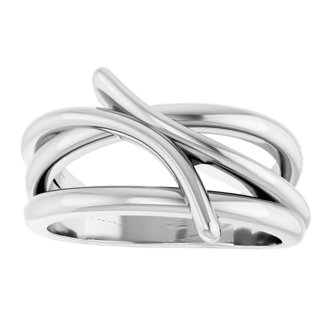 Intertwined Freeform Bypass Ring — 14K White Gold