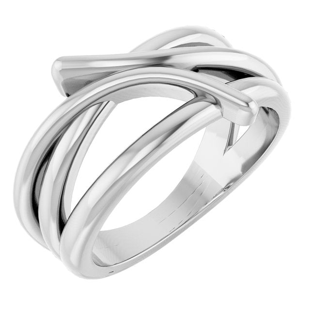 Intertwined Freeform Bypass Ring — Sterling Silver
