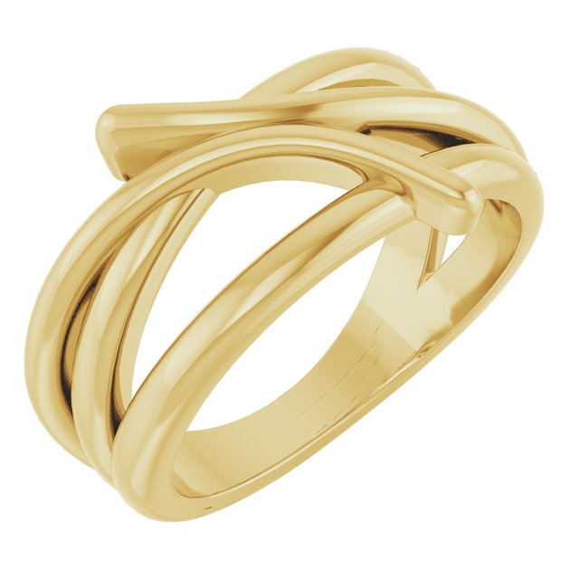 Intertwined Freeform Bypass Ring — 14K Yellow Gold
