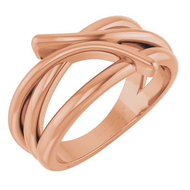 Intertwined Freeform Bypass Ring — 14K Rose Gold