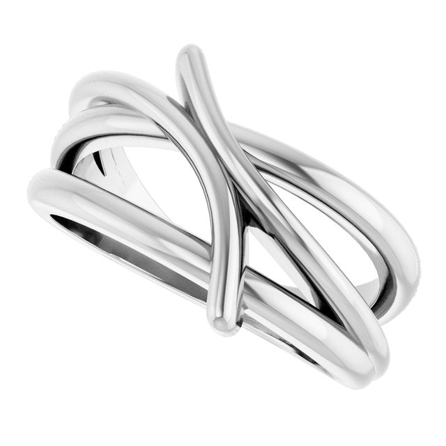Intertwined Freeform Bypass Ring — 14K White Gold