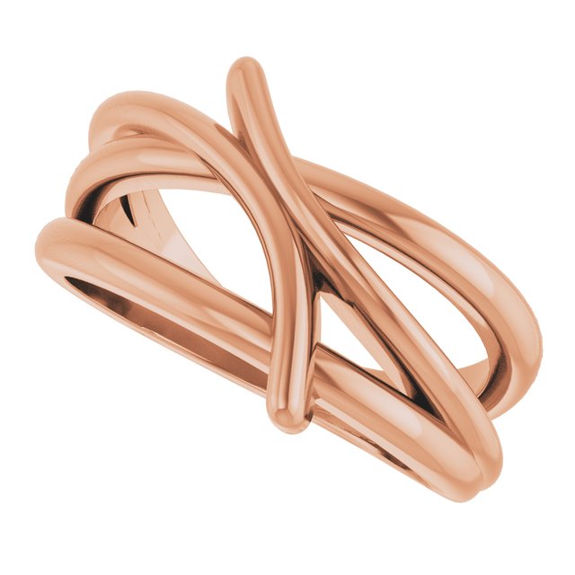 Intertwined Freeform Bypass Ring — 14K Rose Gold