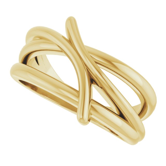 Intertwined Freeform Bypass Ring — 14K Yellow Gold