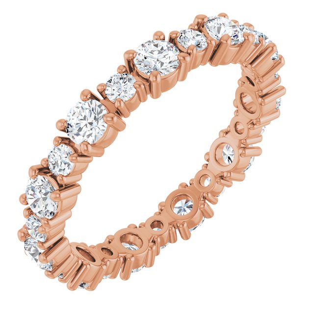 Alternating Round Diamond Eternity Band with Bezel Accents — 14K Rose Gold