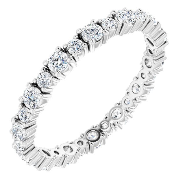 Alternating Round Diamond Eternity Band with Bezel Accents — Platinum