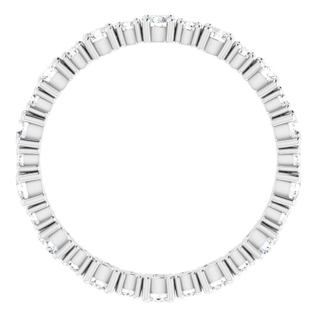 Alternating Round Diamond Eternity Band with Bezel Accents — 14K White Gold