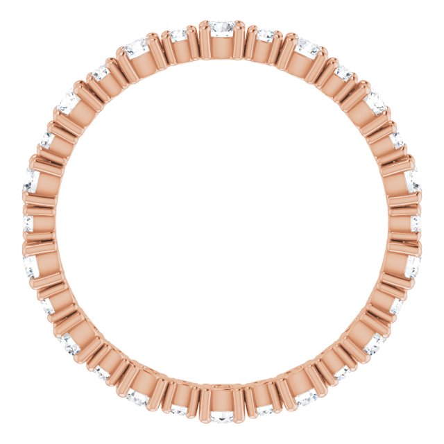 Alternating Round Diamond Eternity Band with Bezel Accents — 14K Rose Gold