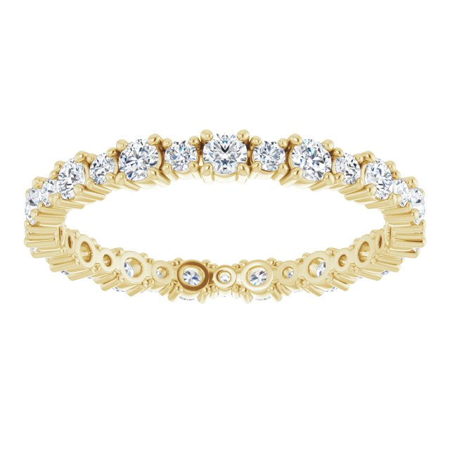 Alternating Round Diamond Eternity Band with Bezel Accents — 14K Yellow Gold