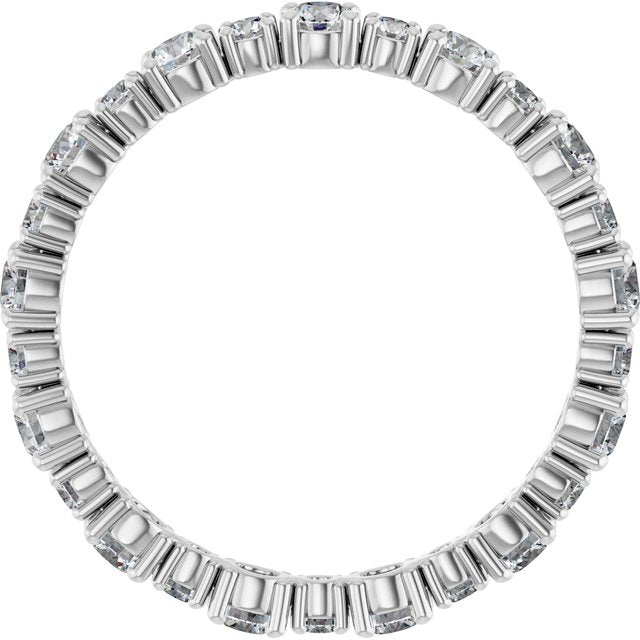 1 1/5 ctw Lab-Grown Diamond Alternating Round Eternity Band with Bezel Accents in 14K White Gold