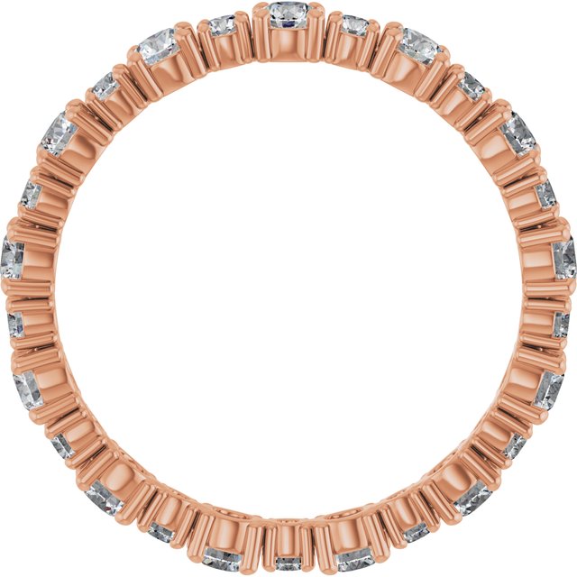 1 1/5 ctw Lab-Grown Diamond Alternating Round Eternity Band with Bezel Accents in 14K Rose Gold